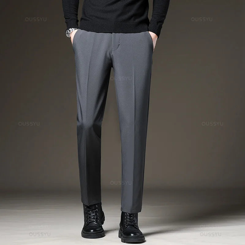 Men's suit pants | Slim Fit Business Office Pants with Elastic Waist |BEGOGI SHOP | Dark grey