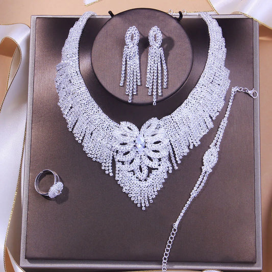 Luxury Geometric Rhinestone Necklace and Earrings for Women | BEGOGI shop | Type 2