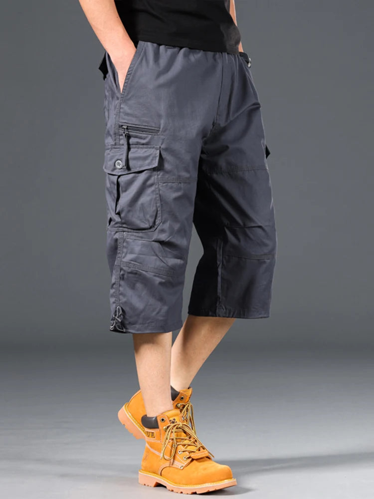 Summer Cargo Shorts | below knee casual loose pants | BEGOGI Shop | 0036Grey