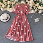 Elegant women's dress | Elegant Vintage Bandage Slim Waist | big swing long party dress | BEGOGI SHOP | Watermelon red One Size