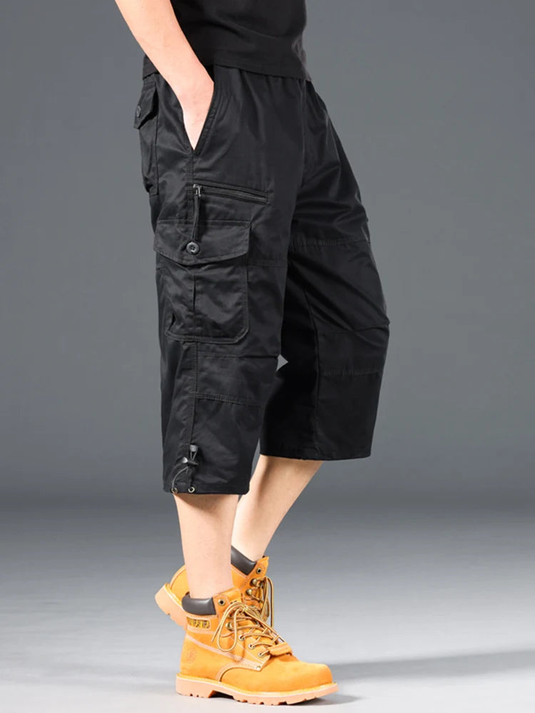 Summer Cargo Shorts | below knee casual loose pants | BEGOGI Shop | 0036Black