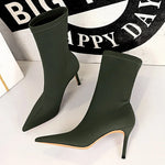 Silk high heels green boots |BEGOGI SHOP | Green-7cm