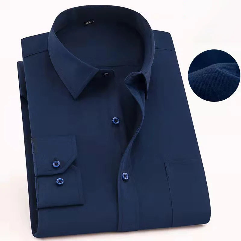 Men's Business Casual Long Sleeve Shirt |BEGOGI SHOP | Pure Navy