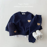 Baby Boys Set | Little Bear Embroidered Tops | coat, pants | BEGOGI Shop | navy