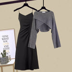 Women's fashion set | Knitted sweater | Skirt with straps |BEGOGI SHOP | 2pcs set 06