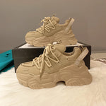 Casual white leather shoes | Platform sneakers for Women | BEGOGI SHOP| Khaki