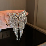 Exaggerated Rhinestone Tassel Earrings for Women | BEGOGI shop | F silver color