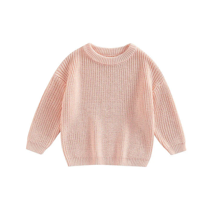 Toddler Baby Crewneck Sweaters | Long Sleeve Loose Knitted Pullovers |BEGOGI SHOP | Pink