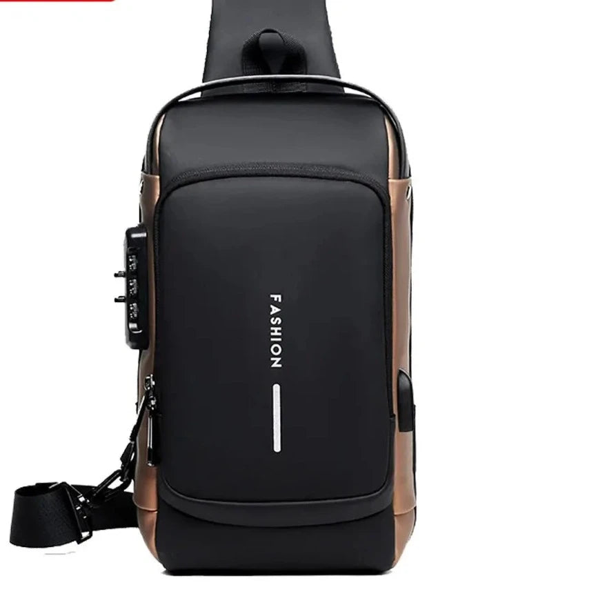 Multifunction bag for men | Charging Messenger Bags | BEGOGI SHOP | (Medium (longest side 30-50cm)) Black and brown