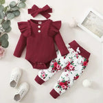 Printed top with big bow | Floral clothing | little girl suit |BEGOGI SHOP | Deep Pink