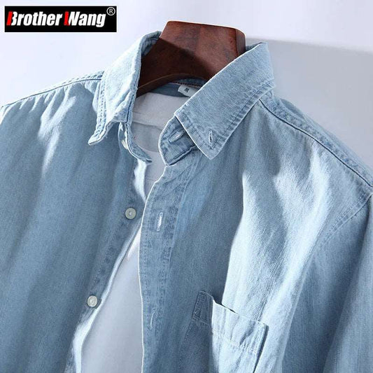 Men's Blue Cotton Denim Shirts | Long sleeve denim shirts |BEGOGI SHOP |