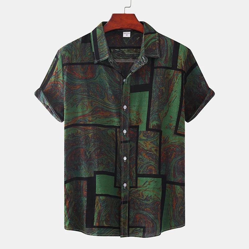 Men's Hawaiian Shirt Button-Down Lapel for Outdoors | BEGOGI shop | ES823M20230514V