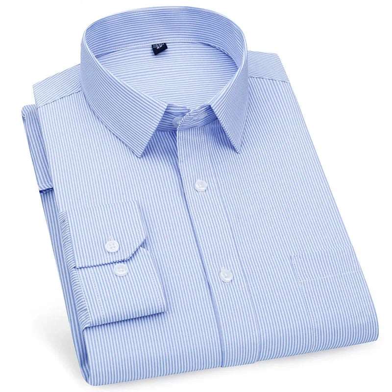 Men's Business Casual Long Sleeve Shirt |BEGOGI SHOP | Blue Stripe