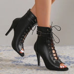Women Sandals Fashion | High Heels Open Toe Zipper |BEGOGI SHOP | black