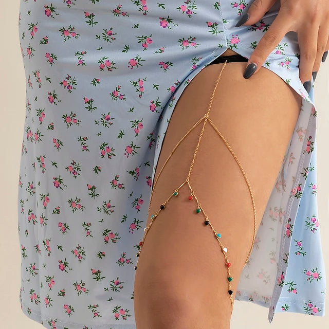 Pearl Leg Chain Women Simple | Elastic thigh chain | BEGOGI shop | JS00135
