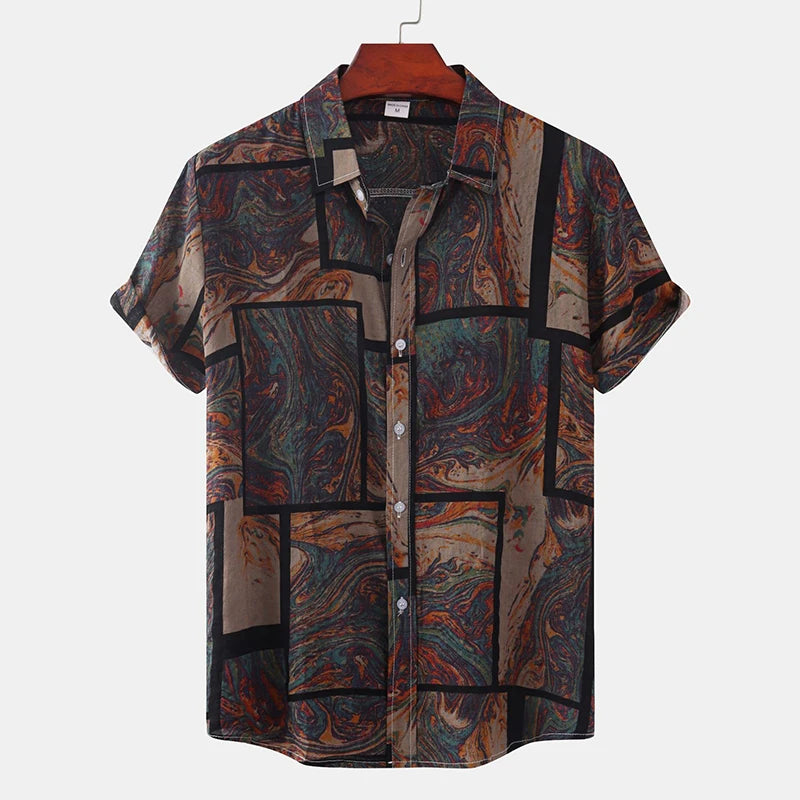Men's Hawaiian Shirt Button-Down Lapel for Outdoors | BEGOGI shop | ES823M20230515E