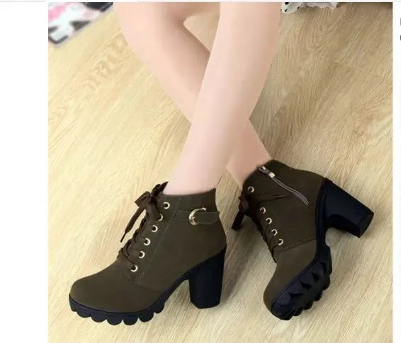 Mid-Length Boots for Women | non-slip low heel boots|BEGOGI SHOP | green