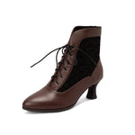 Women Victorian Leather Ankle Boots | Women's fashion lace-up shoes|BEGOGI SHOP | Brown