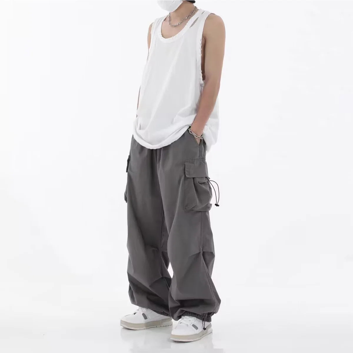 Men's Cargo Pants Casual Streetwear|BEGOGI SHOP | Brown Grey