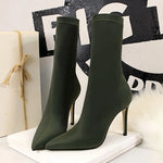 Silk high heels green boots |BEGOGI SHOP | Green-10cm