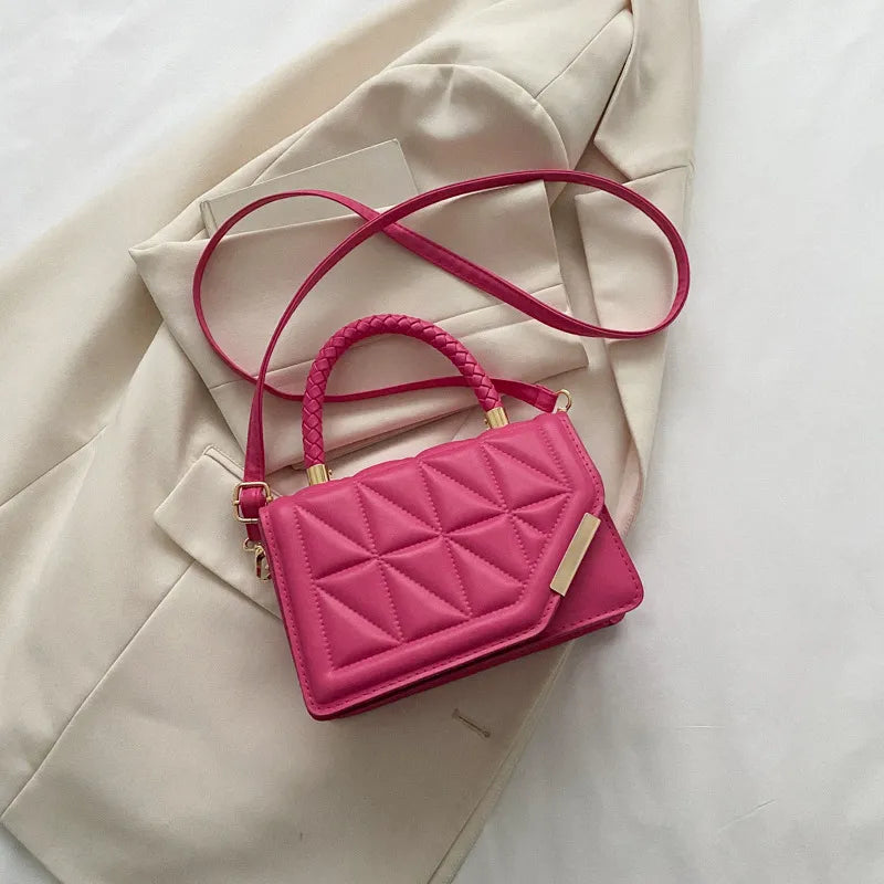 Fashion shoulder bag | Plaid for women | Crossbody bags |BEGOGI SHOP | Hot Pink 20x13x7cm