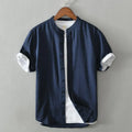 Stand Collar dark blue cotton and linen only 5 pieces left