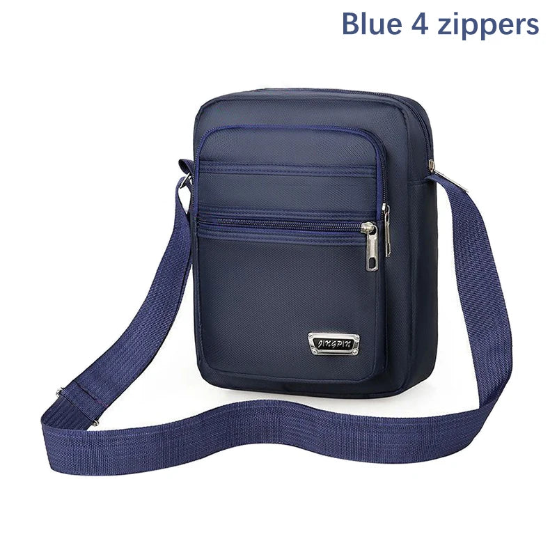 Crossbody bag for men | chest bag, men's Vintage leisure bag | BEGOGI SHOP| Blue 4 zippers