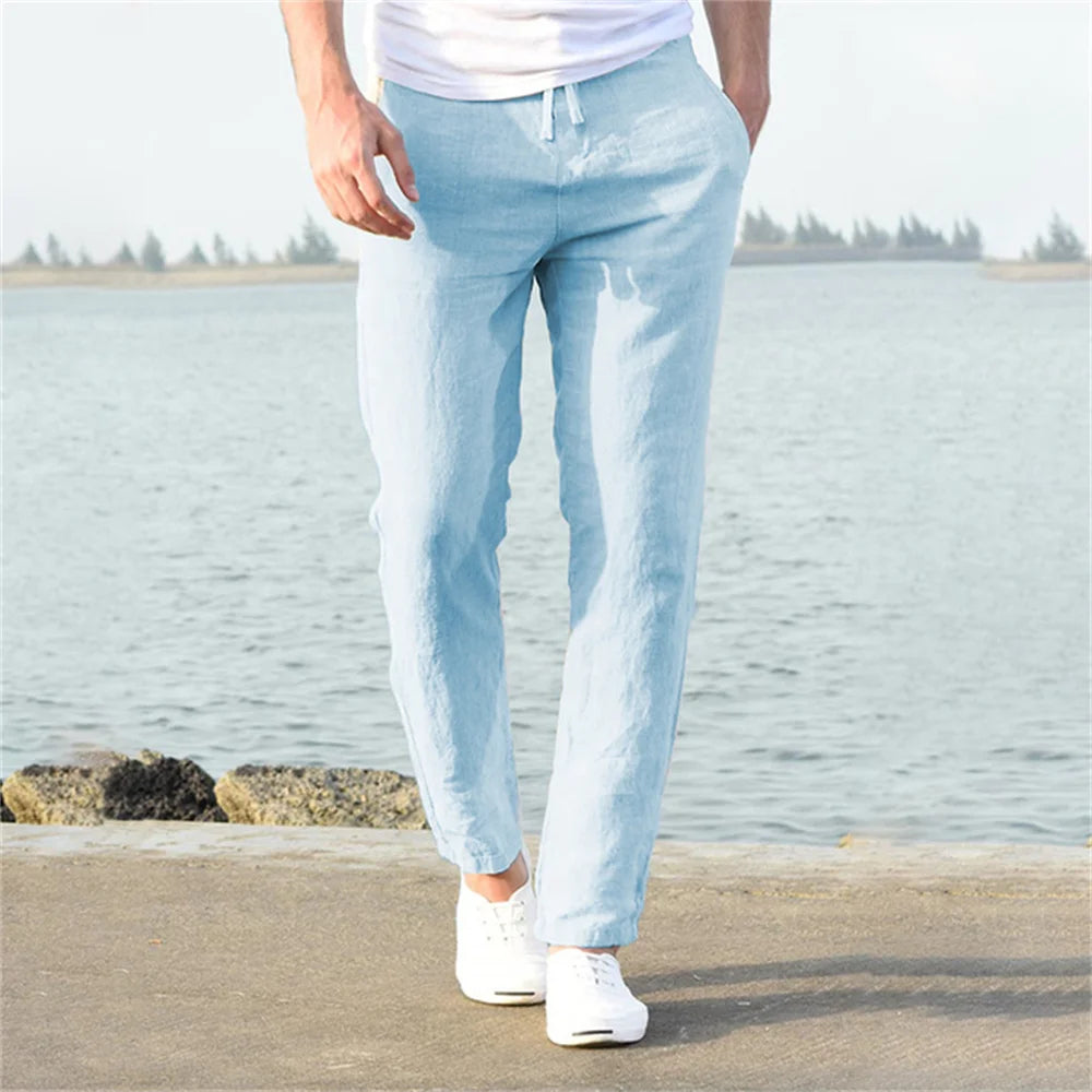 Men's linen and cotton pants | Breathable linen pants |BEGOGI SHOP | Blue