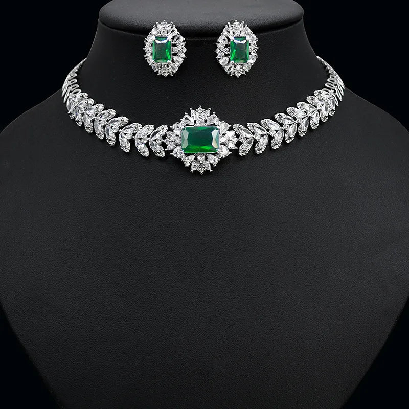 Luxurious Cubic Zirconia Necklace for Women | BEGOGI shop | Green