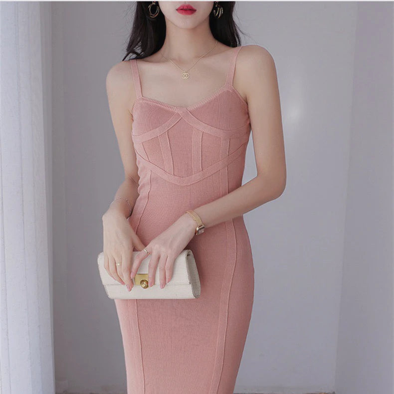 Sleeveless dress for women | dress with thin straps | BEGOGI SHOP | Pink One Size