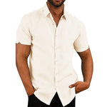 Men's Cotton Linen Short Sleeve Shirts | Casual plus size beach style |BEGOGI SHOP | Beige