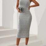 Dresses for women | Sleeveless knit dress with collar | Begogi Shop | GRAY