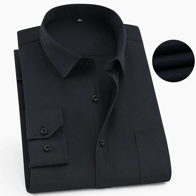 Men's Business Casual Long Sleeve Shirt |BEGOGI SHOP | Pure Black