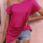 Women Clothes Off Shoulder Blouse Summer Irregular Design Tops Shirt