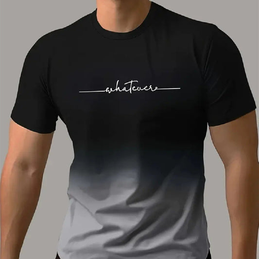 Round Neck Creative Gradient Printing Simple Pullover Men's Short Sleeve T-shirt