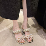 Women's Chunky Heel Bowknot Sandals | new transparent summer strap | Begogi Shop |