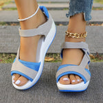 Velcro-design Sports Sandals Summer Color-blocked Wedges Breathable Mesh Shoes Summer Fish Mouth Sandals For Women