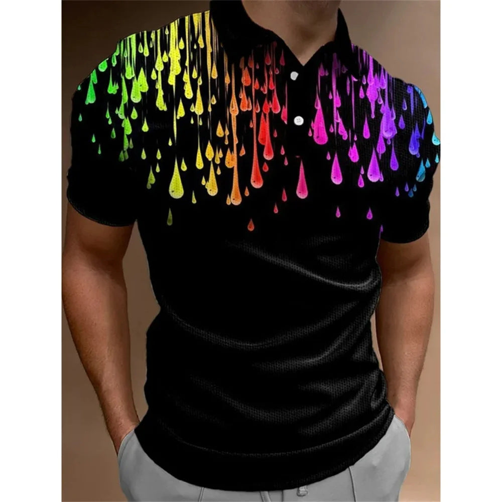 Men's 3D Rainbow Printing Summer Casual T-shirt Top