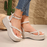 Summer Denim Thong Sandals Fashion Thick-soled Flat Shoes For Women
