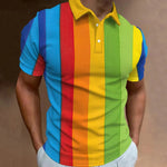 Men's 3D Rainbow Printing Summer Casual T-shirt Top