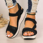 Velcro-design Sports Sandals Summer Color-blocked Wedges Breathable Mesh Shoes Summer Fish Mouth Sandals For Women